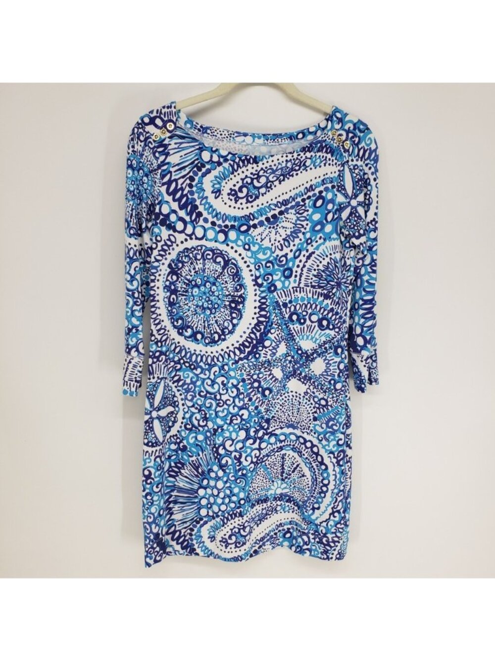 Lilly Pulitzer Sophie Shift Dress Womens XS Blue White Paisley Print Mini Preppy
